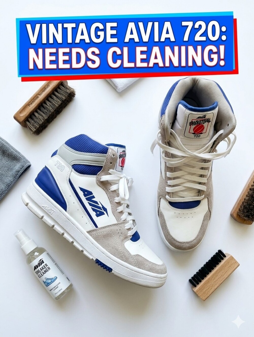 Vintage Avia 720 High Top Sneakers Blue White Retro Basketball Men 11
